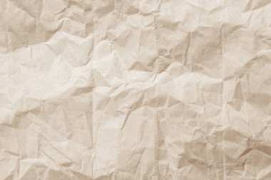 Arka plan için eski kağıt kumaş yüzeyi. Geri dönüşüm soluk kahverengi kağıt buruşuk doku, krem rengi geri dönüştürülmüş Kraft kağıt dokusu ve metin alanı için boş metin alanı.