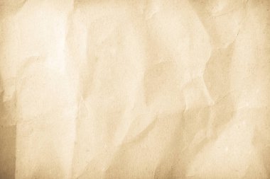 Arka plan için eski kağıt kumaş yüzeyi. Geri dönüşüm soluk kahverengi kağıt buruşuk doku, krem rengi geri dönüştürülmüş Kraft kağıt dokusu ve metin alanı için boş metin alanı.