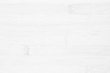 Beyaz ahşap masa dokusu arka plan, Üst Manzara. Soyut üst bar masa ahşap bambu desenli doğa. Duvarın klasik iç mutfağını tasarla. Ürünleri göstermek için bambu derisi kesme tahtası boş.