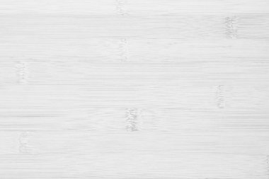 Beyaz ahşap masa dokusu arka plan, Üst Manzara. Soyut üst bar masa ahşap bambu desenli doğa. Duvarın klasik iç mutfağını tasarla. Ürünleri göstermek için bambu derisi kesme tahtası boş.