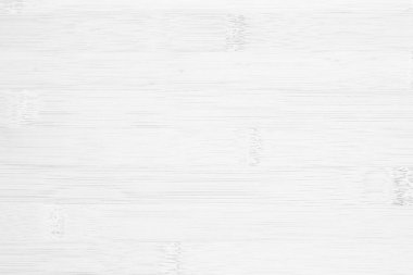 Beyaz ahşap masa dokusu arka plan, Üst Manzara. Soyut üst bar masa ahşap bambu desenli doğa. Duvarın klasik iç mutfağını tasarla. Ürünleri göstermek için bambu derisi kesme tahtası boş.