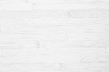 Beyaz ahşap masa dokusu arka plan, Üst Manzara. Soyut üst bar masa ahşap bambu desenli doğa. Duvarın klasik iç mutfağını tasarla. Ürünleri göstermek için bambu derisi kesme tahtası boş.