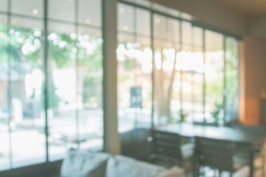 Arka plan için soyut bulanık kahve dükkanı ya da kafe. Bulanık restoran iç afişi. Hastane ve klinik Bokeh ile bulanık. Bahçede bulanık pencereler ve aydınlık oturma odası manzarası