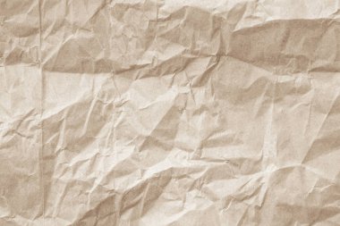 Arka plan için eski kağıt kumaş yüzeyi. Geri dönüşüm soluk kahverengi kağıt buruşuk doku, krem rengi geri dönüştürülmüş Kraft kağıt dokusu ve metin alanı için boş metin alanı.