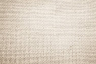 Kahverengi çuval bezi dokuma dokusu doğal desende. Jute hessian çuval bezi, açık bej krem rengi boş keten arkaplan. Kumaş ipliği kumaş dokuması. Organik kumaş..