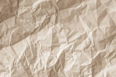 Arka plan için eski kağıt kumaş yüzeyi. Geri dönüşüm soluk kahverengi kağıt buruşuk doku, krem rengi geri dönüştürülmüş Kraft kağıt dokusu ve metin alanı için boş metin alanı.