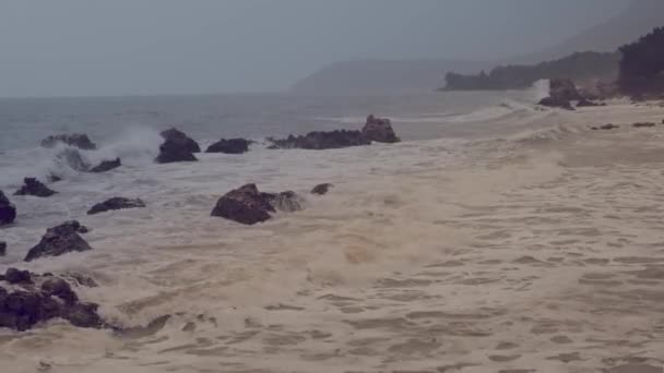 Stormy Weather Fine Rain Seashore — Stok video