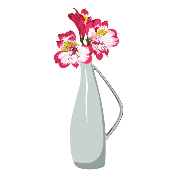 Schöne Alstroemeria Tropische Blume Peruanische Lilie Der Vase Vektorabbildung Isoliert — Stockvektor
