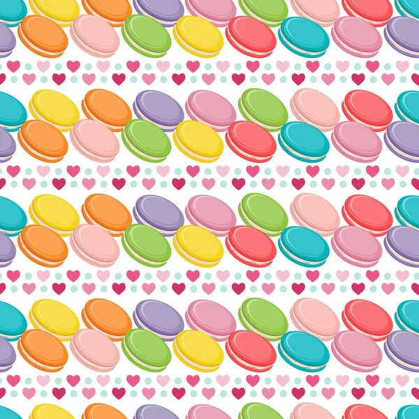 Motif Vectoriel Sans Couture Avec Des Biscuits Macarons Colorés Des — Image vectorielle