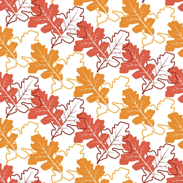Векторный Цветочный Бесшовный Узор Красочными Дубовыми Листьями Осенний Сезонный Фон — стоковый вектор