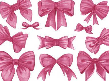 Suluboya pembe fiyonklar beyaz arkaplanda izole edilmiş. El çizimi illüstrasyon kartı