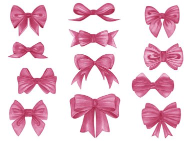 Suluboya pembe fiyonklar beyaz arkaplanda izole edilmiş. El çizimi çizimleri