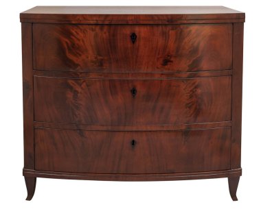 eski vintage antik Çekmeceli maun ahşap beyaz izole.