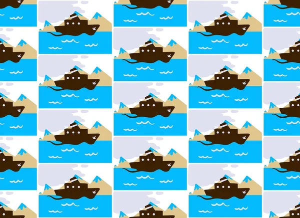 Ασήμαντο Σχέδιο Από Βάρκες Θαλάσσης Πλοία Επίπεδη Σκίτσο Κινουμένων Σχεδίων — Διανυσματικό Αρχείο