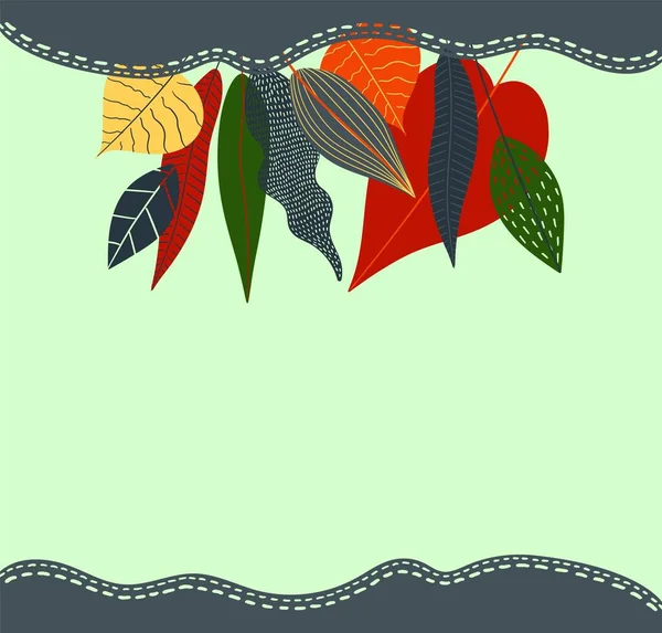 Открытка Баннер Копирайтом Осенних Листьев — стоковый вектор