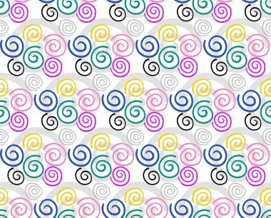 Komik spiraller, renkli setler, pürüzsüz kumaşlar.
