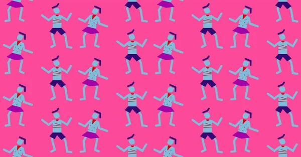 Tanssivat Pienet Miehet Pinkillä Saumattomalla Kuviolla — vektorikuva