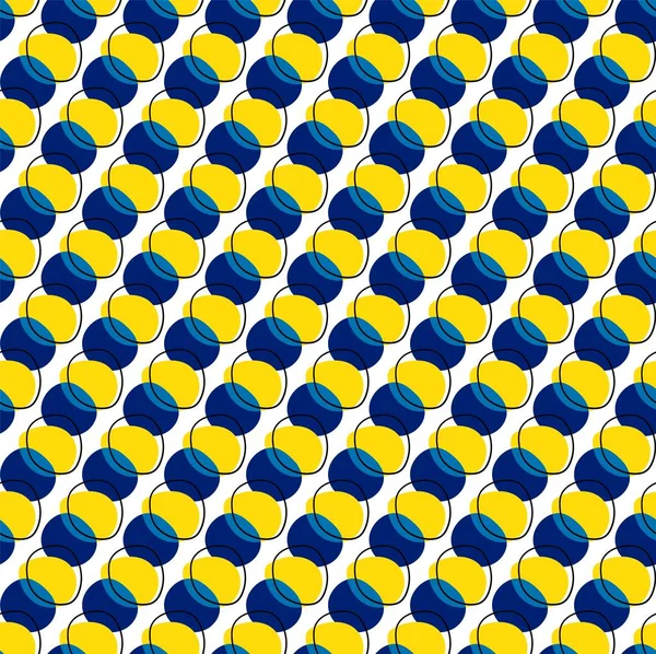 Абстрактные Формы Пятна Кольца Бесшовный Узор Желтый Синий — стоковый вектор