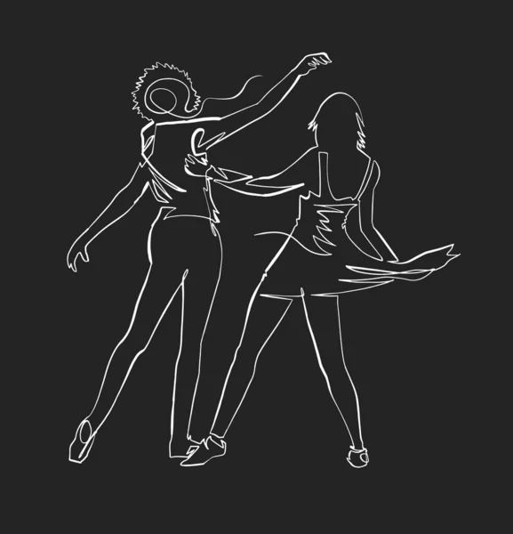 Hombre Mujer Bailando Línea Continua — Archivo Imágenes Vectoriales