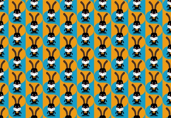 带黑兔的简约无缝图案 — 图库矢量图片