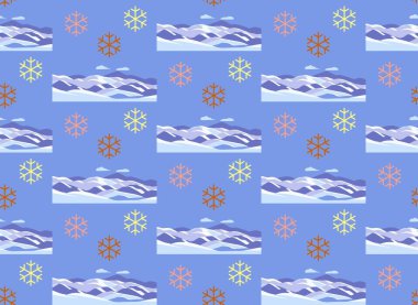 Kar taneleriyle kaplı bir kış manzarası temasında pürüzsüz desen