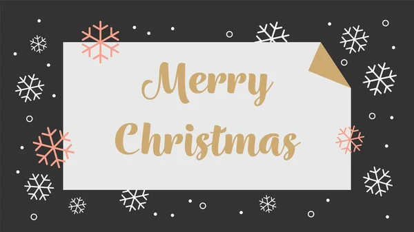 Carte Postale Joyeux Noël Luxe Avec Flocons Neige — Image vectorielle