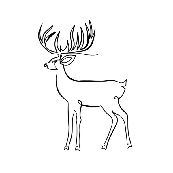 描述一头鹿在同一条线上的轮廓 — 图库矢量图片