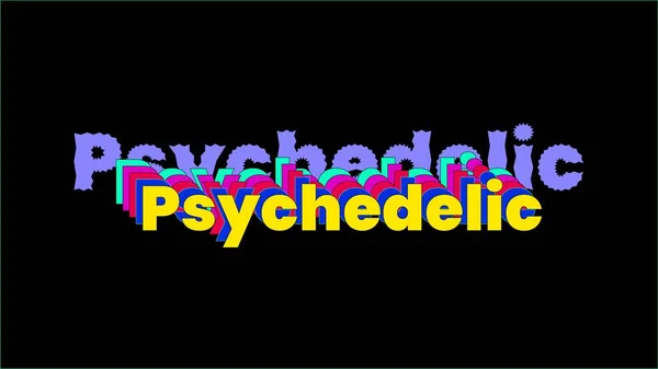 Banner Σχέδιο Γραμματοσειράς Λέξη Psychedelic — Διανυσματικό Αρχείο