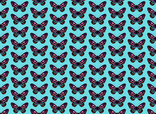 Beaux Papillons Multicolores Ornement Sans Couture — Image vectorielle