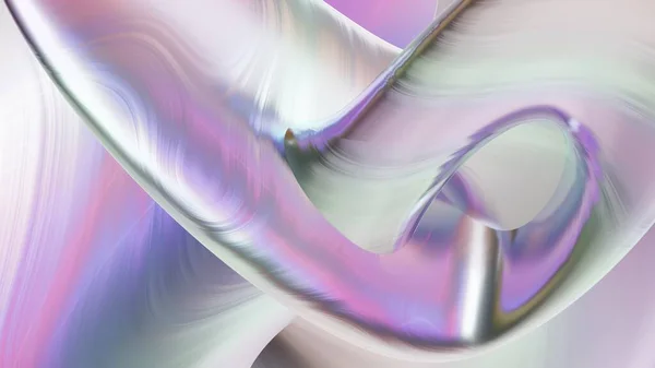 真珠のようなホログラフィック虹色のテクスチャを持つ3D数学の幾何学を抽象化 3Dレンダリング 技術Pc画面の壁紙 — ストック写真
