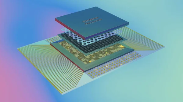 Koncepce Kvantového Procesoru Kvantovou Deskou Obvodů Niob Titanového Supravodivého Materiálu — Stock fotografie