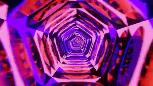 Bilimkurgu Tarzında Parlayan Geometrik Şekillerden Oluşan Sonsuz Koridor Kusursuz Hareket — Stok video