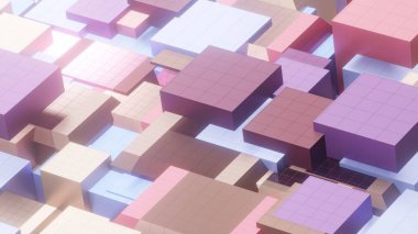 Uzayda süzülen 3D Küpler Gradyan Arkaplan, 3D görüntüleme