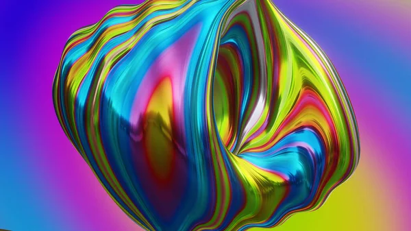 Twisted Donut Shape Blue Pink Green Colors Rendering — Stock Photo, Image
