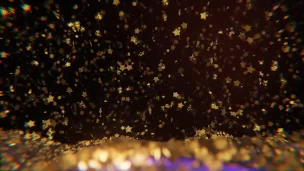 Drömmande Och Festlig Stämning Med Skinande Guldstjärnor Mörker Snow Globe — Stockvideo