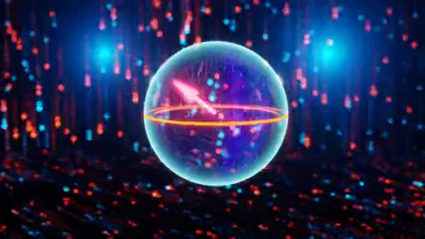 Qubit Cuantic Stare Superpoziție Sferă Bloch Vizualizarea Conceptului Coputare Cuantică — Videoclip de stoc