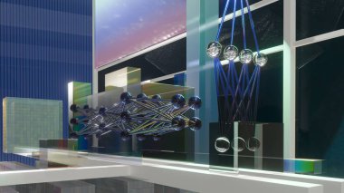 Tam bağlantılı sinirsel ağ konsepti illüstrasyonu, zarif Modern Tekno Tasarım, 3D görüntüleme