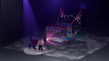 Nöral Ağ Çalışması İlkesi: Hayvan Deseni Tanıma Sürecinin Görselleştirilmesi, Topluluk Tipi, Kedi Holografik Yapay Zeka, 3D Sunum