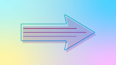 Bu resim, yönü, hareketi ve ilerlemeyi sembolize eden pürüzsüz bir eğilim geçişi olan modern bir ok tasarımı içerir. Ok, pastel renkli bir arkaplana karşı sağı gösteriyor.