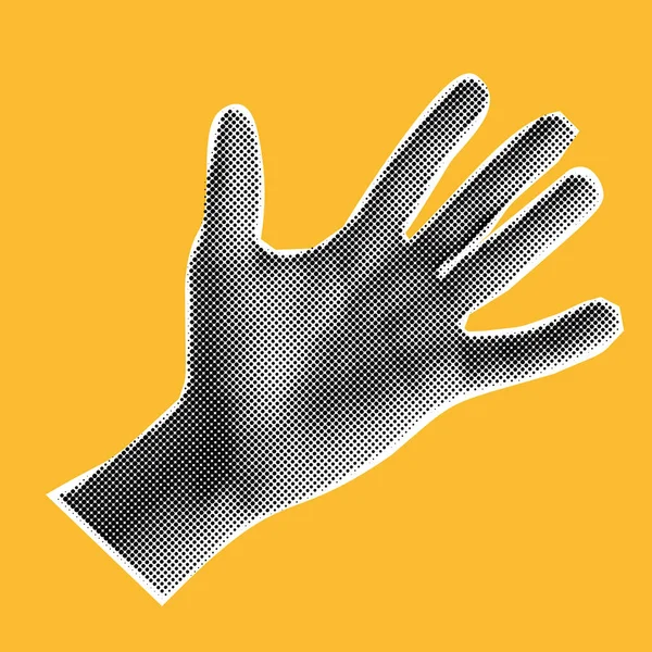 Colagem Mão Com Efeito Meio Tom Corte Papel Mão Segura — Vetor de Stock