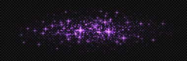 Mor simli arka plan. Alevli ışıltıyla ışık efekti. Vektör soyut işaret fişeği. Sihirli yıldızlar çizimi
