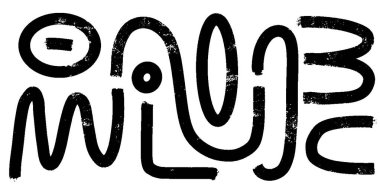 Grunge Mürekkep Eğrisi Çizgisi. Kara Dalga Şekilli Oyuncu Fırça Vuruşları ve Çizgileri. Vektör Tasarımında Soyut Japon Biçimli Karalamalar ve Sıçrama Elementleri