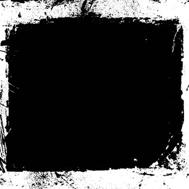 Kaba siyah kenarı ve kirli beyaz arkaplanı olan klasik fotoğraf çerçevesi. Soyut fırça darbeleri, çizikler ve mürekkep sıçramaları yıpranmış, yırtılmış bir kağıt dokusu yaratır.