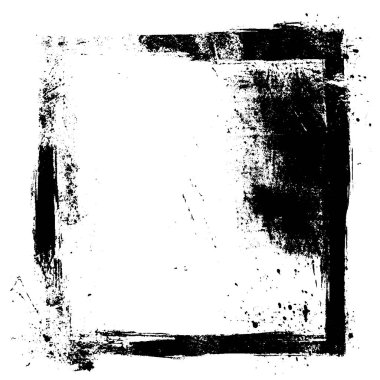 Sert siyah mürekkep darbeleri ve grunge dokusuyla vektör çerçevesi. Soyut kenar tasarımı, yıpranmış, sıkıntılı