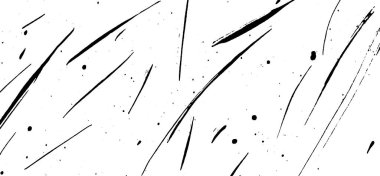 Dinamik fırça darbeleriyle soyut siyah beyaz doku ve beyaz arkaplan üzerine sıçramalar.