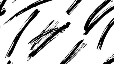 Beyaz zemin üzerinde soyut siyah fırça darbeleri dinamik ve sanatsal bir model oluşturur.