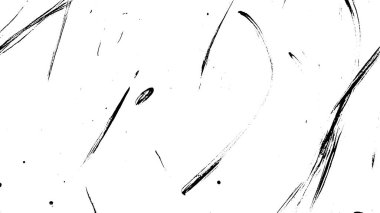 Dinamik fırça darbeleri ve sıçramaları içeren soyut siyah beyaz bir arkaplan hareket ve doku hissi yaratıyor..