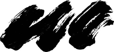 Beyaz zemin üzerinde üç cesur, soyut siyah fırça darbesi dinamik ve sanatsal bir etki yaratır..