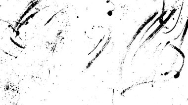 Rastgele sıçramalar ve fırça darbelerinin yer aldığı soyut siyah beyaz bir arkaplan dinamik ve sanatsal bir doku yaratıyor..