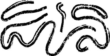 Soyut siyah fırça darbeleri beyaz zemin üzerinde dalgalı çizgiler oluşturarak dinamik ve sanatsal bir desen oluşturur..